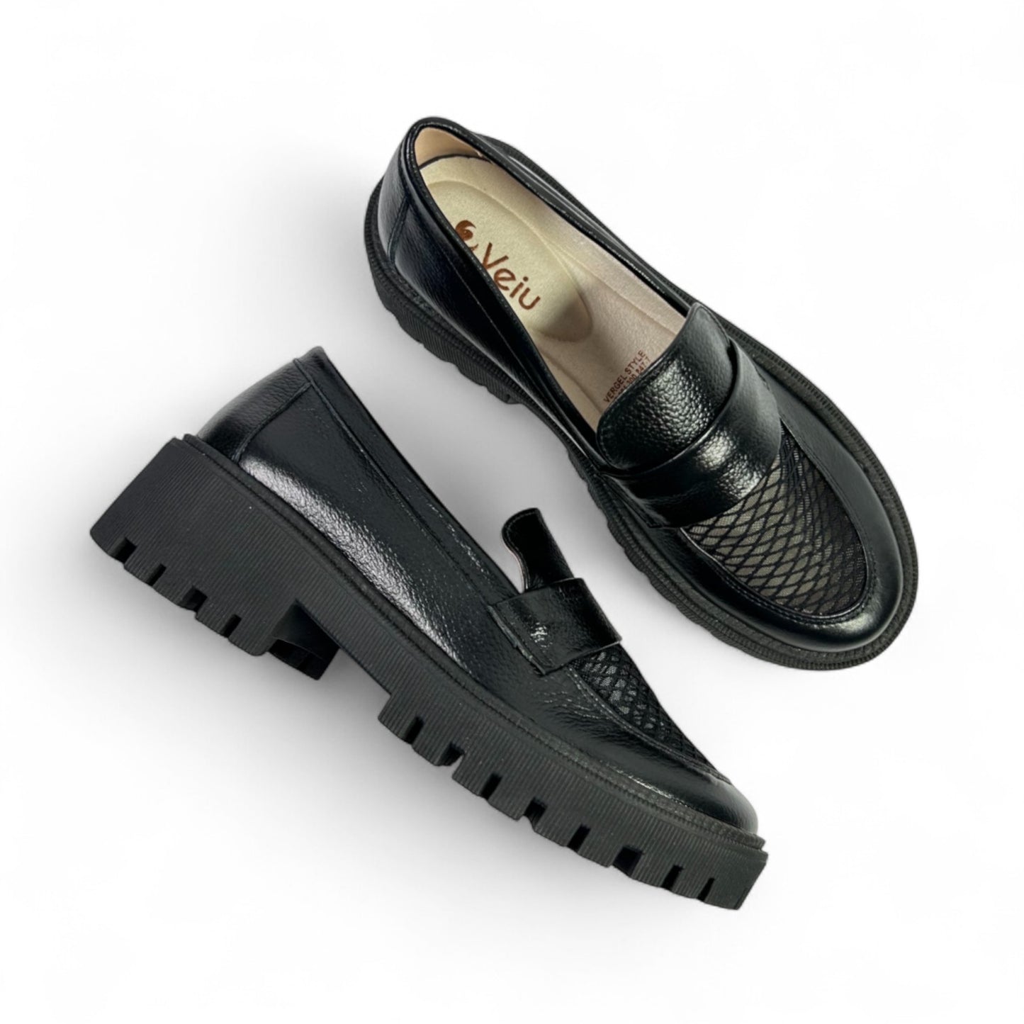 Mocasin, D1-12304 Cuero por malla