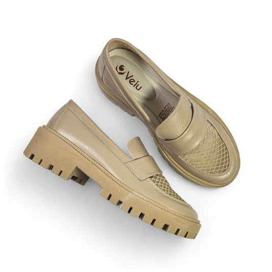 Mocasin, D1-12304 Cuero por malla