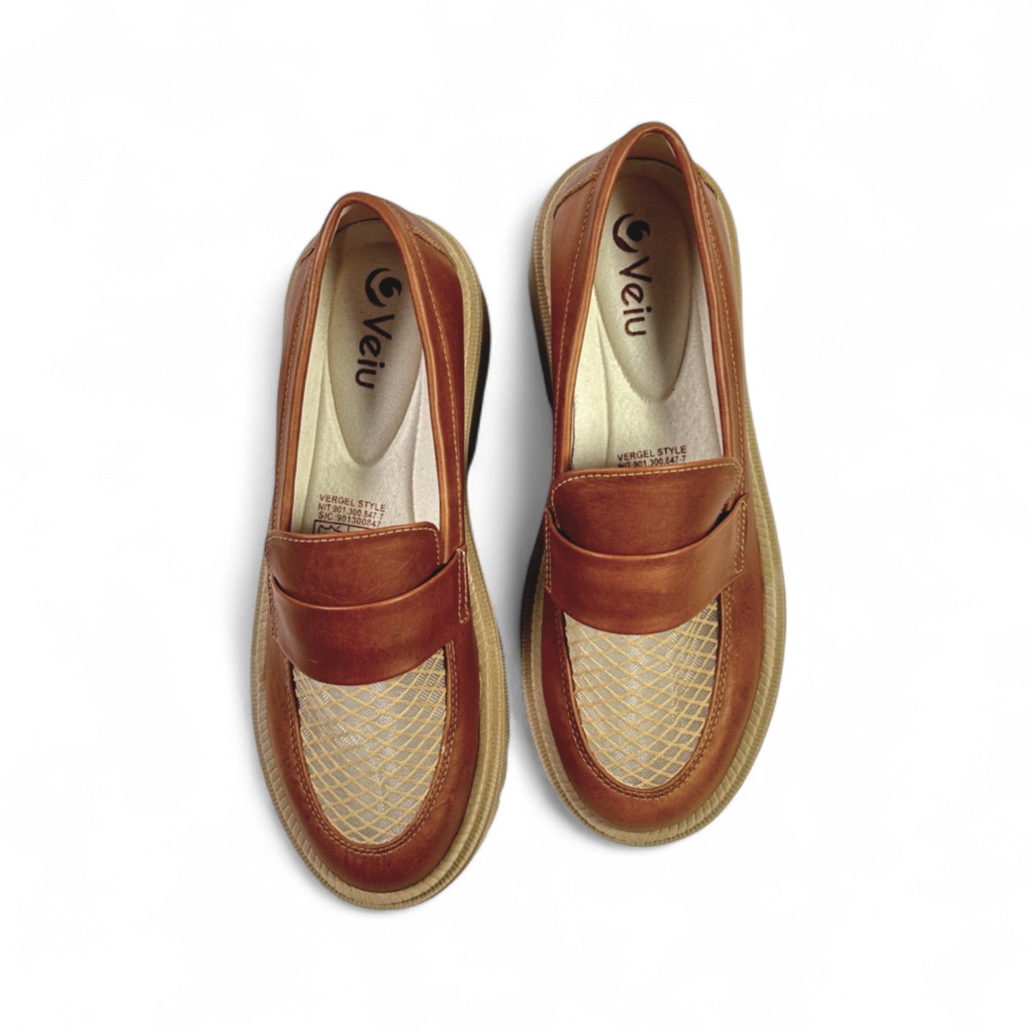 Mocasin, D1-12304 Cuero por malla
