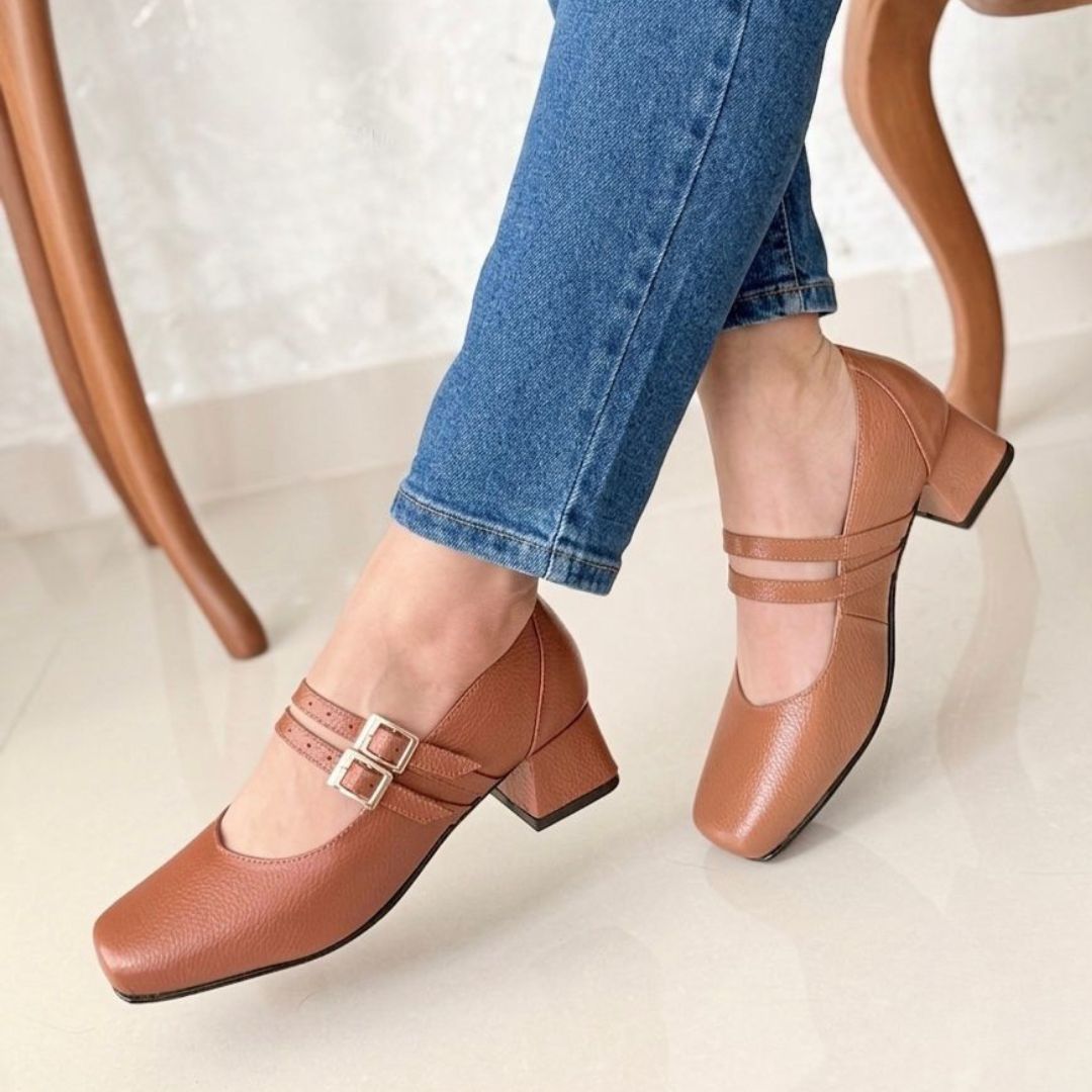 Meira tacón Cuero Natural